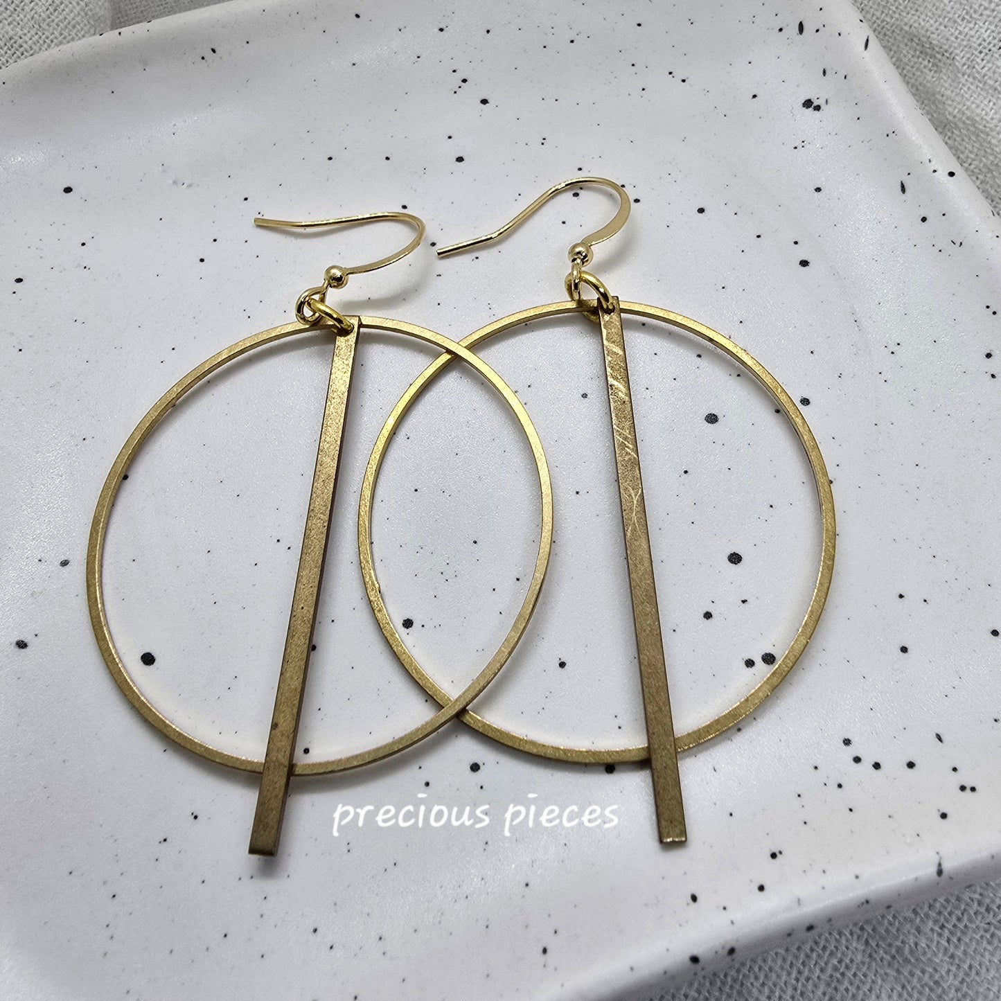 Brass Circle and Bar Earrings
