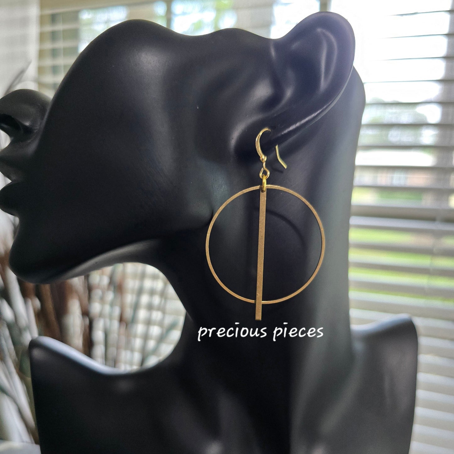 Brass Circle and Bar Earrings