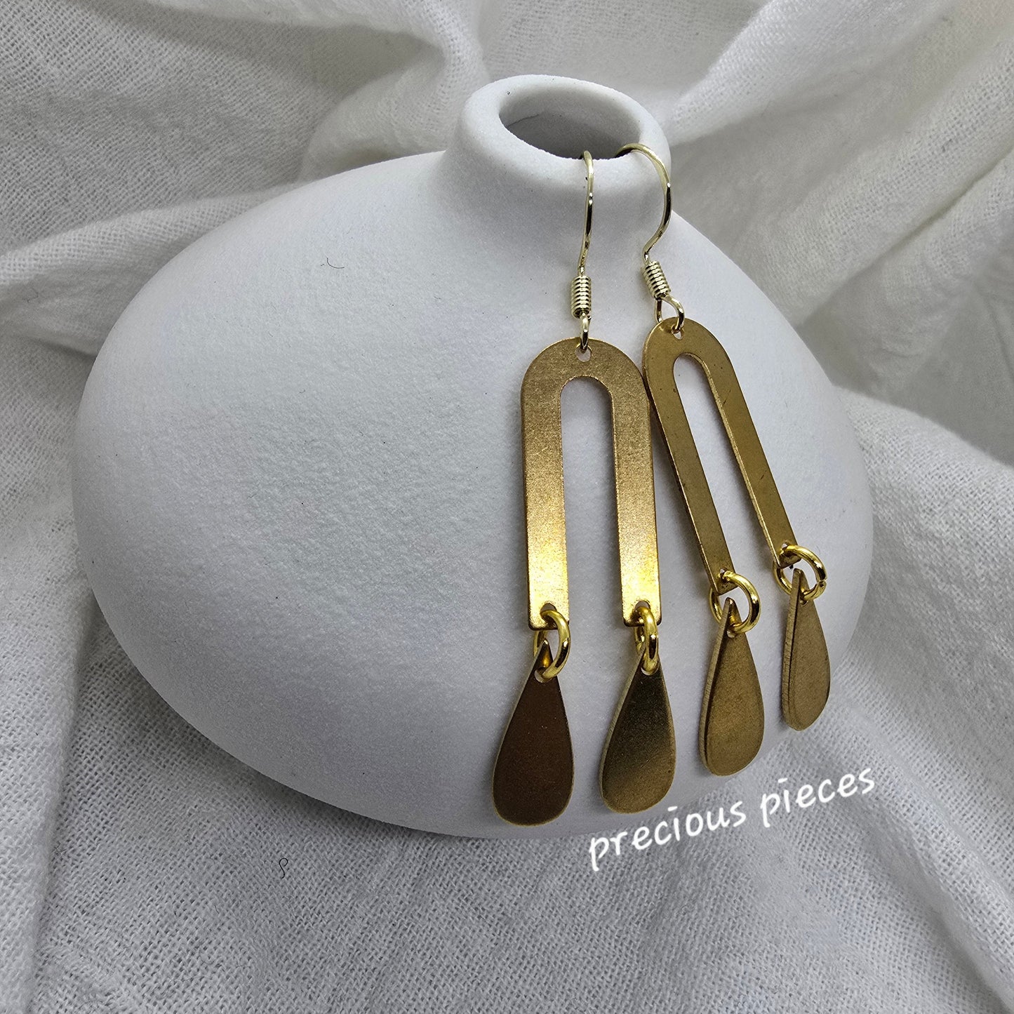Brass Teardrop Dangle Earrings
