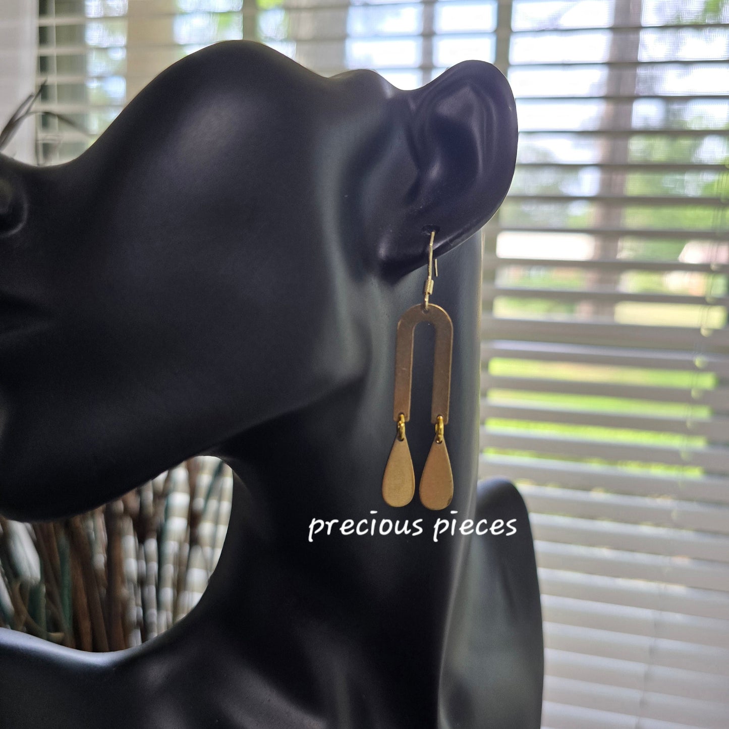 Brass Teardrop Dangle Earrings