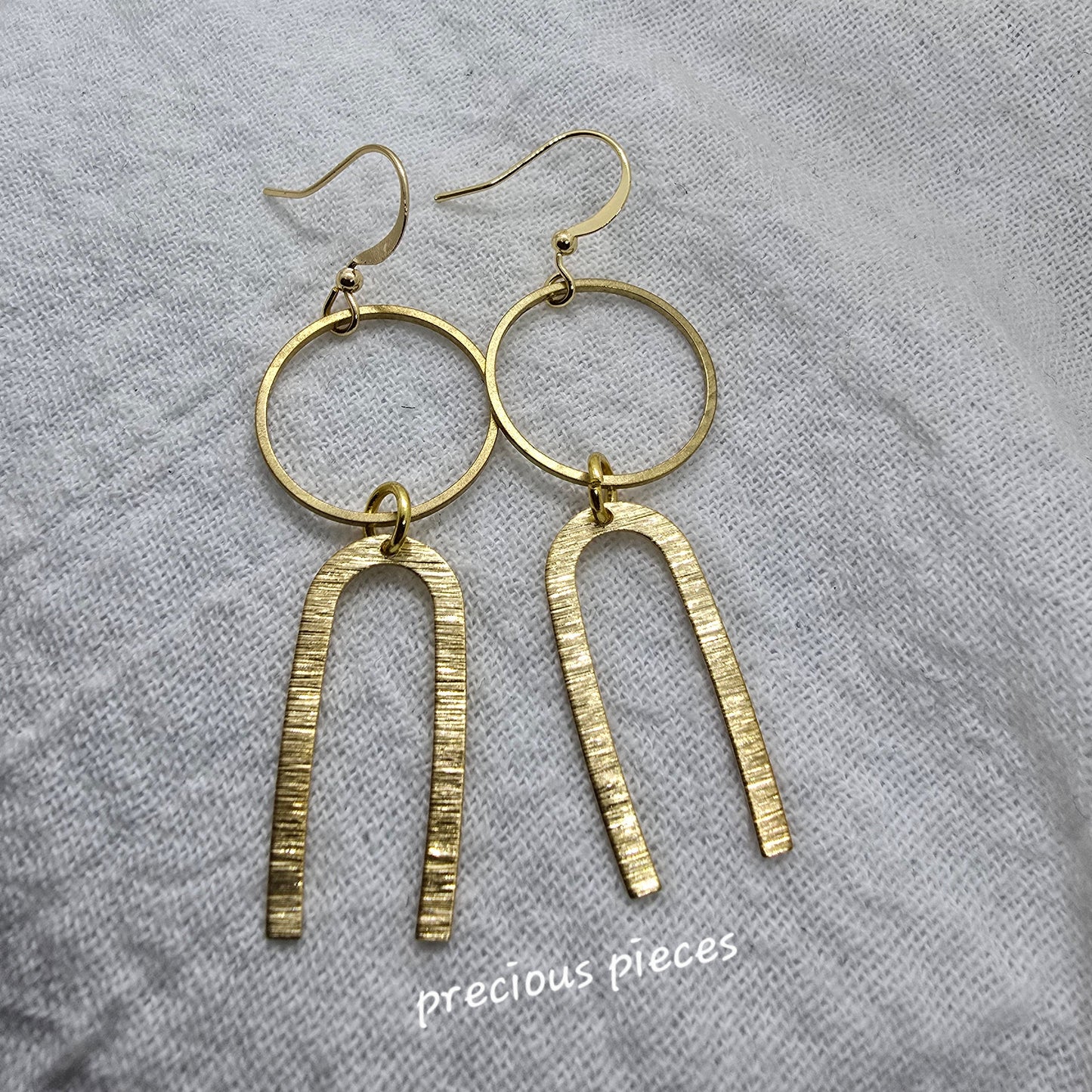 Brass Textured Dangle Earrings
