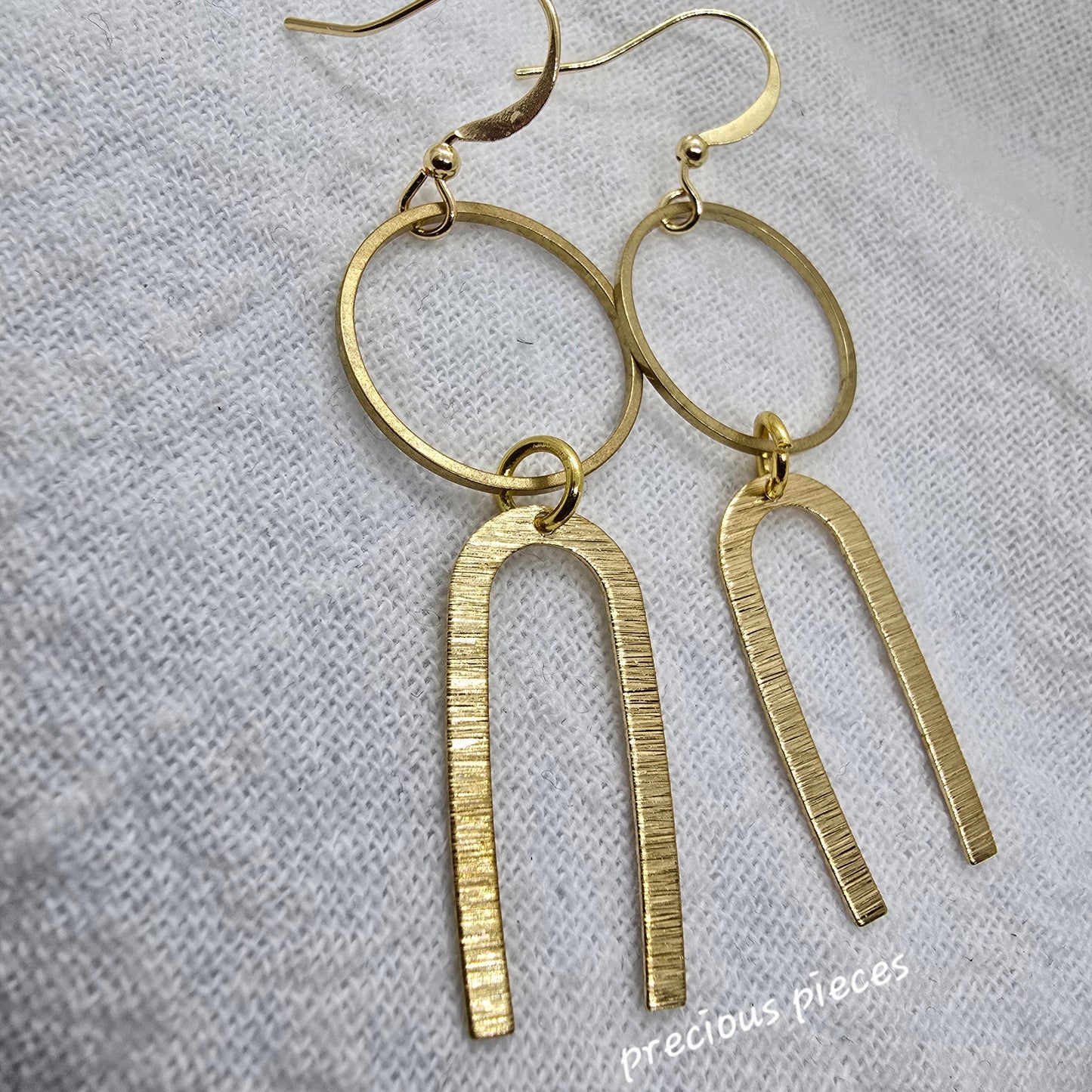 Brass Textured Dangle Earrings
