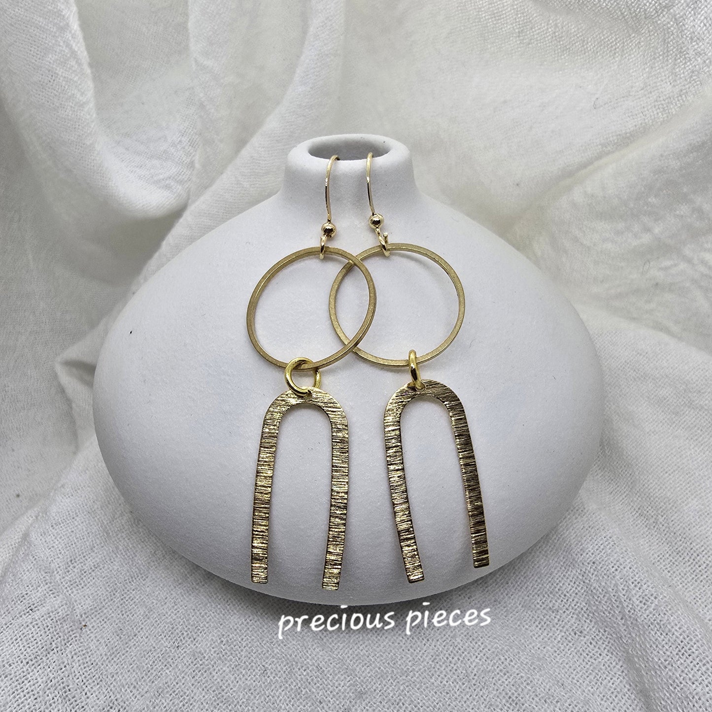 Brass Textured Dangle Earrings