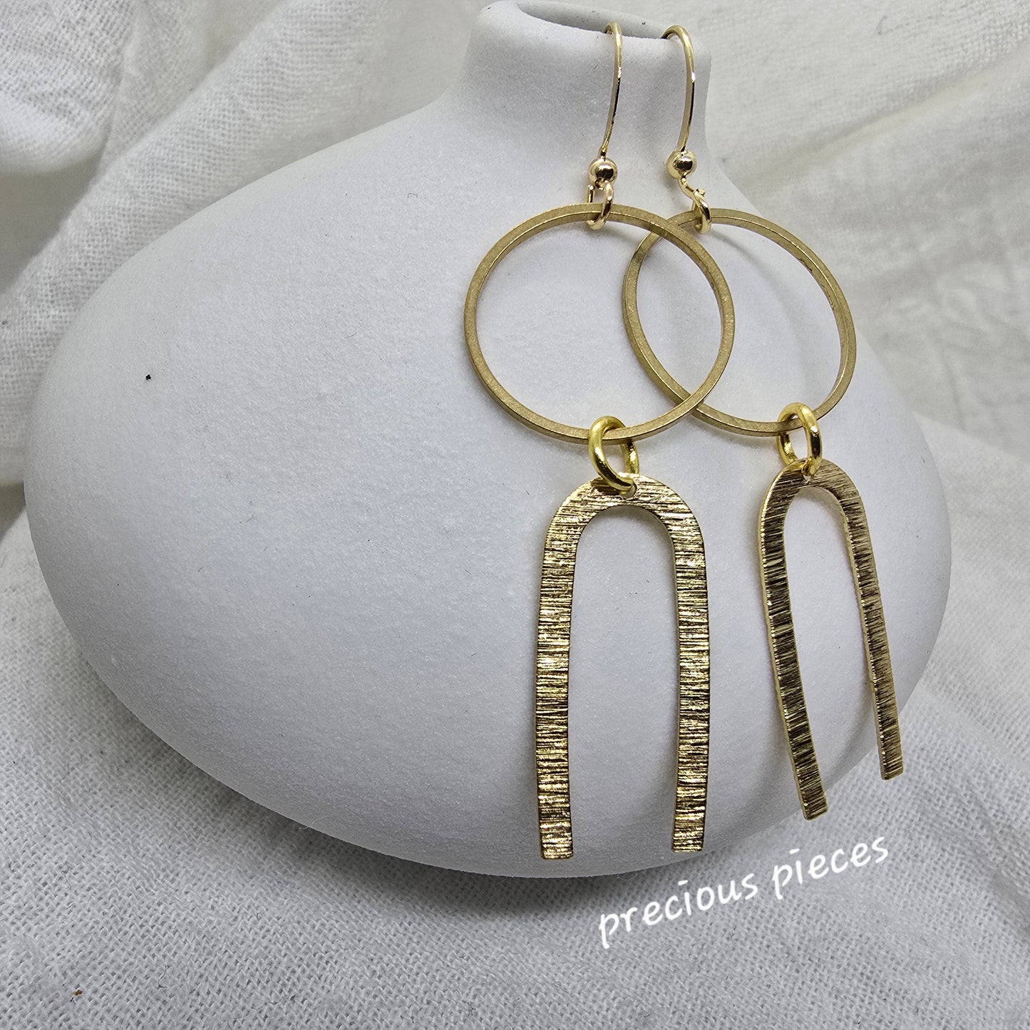 Brass Textured Dangle Earrings