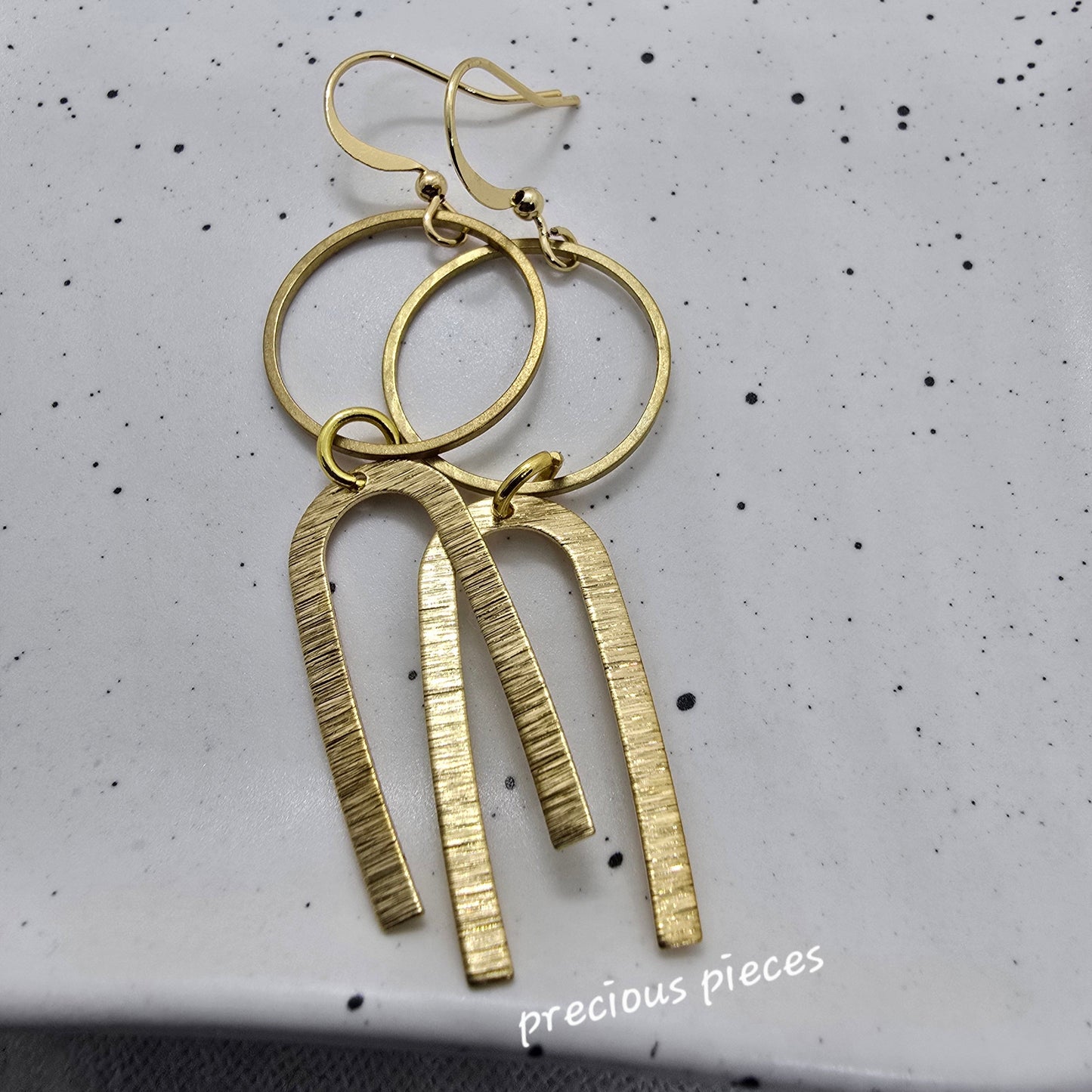 Brass Textured Dangle Earrings