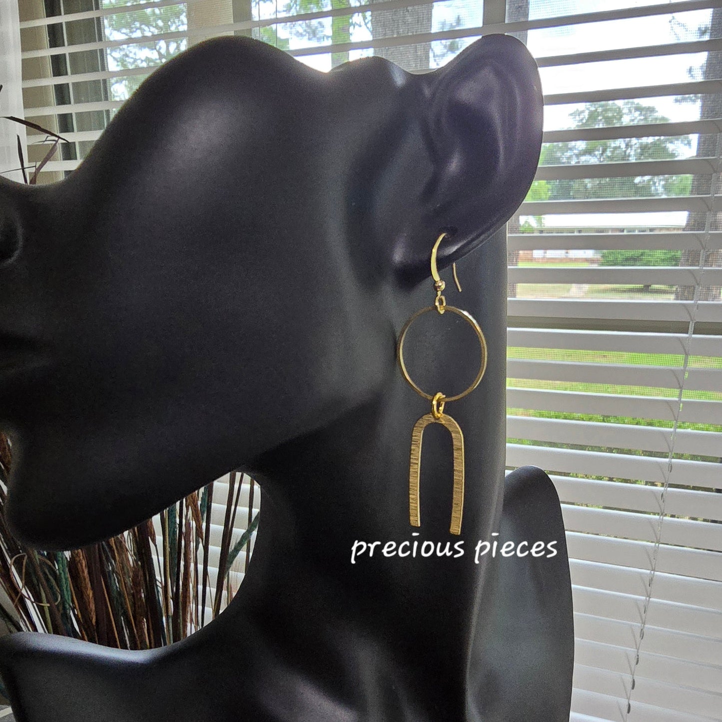 Brass Textured Dangle Earrings