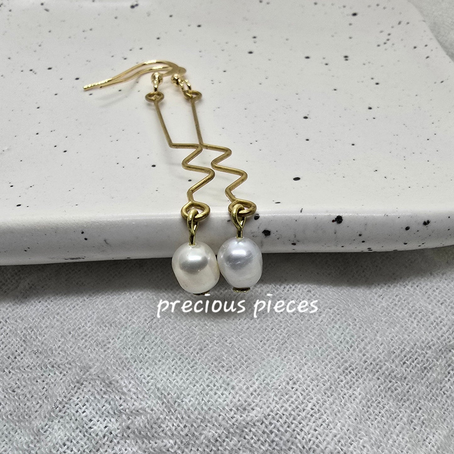 Zigzag Pearl Drop Earrings