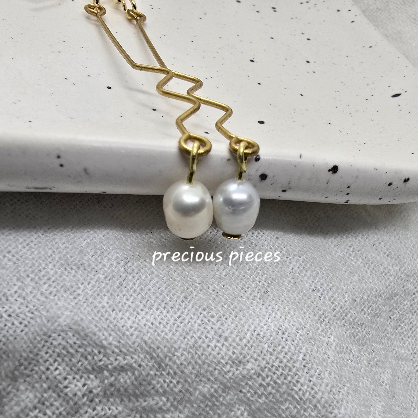 Zigzag Pearl Drop Earrings