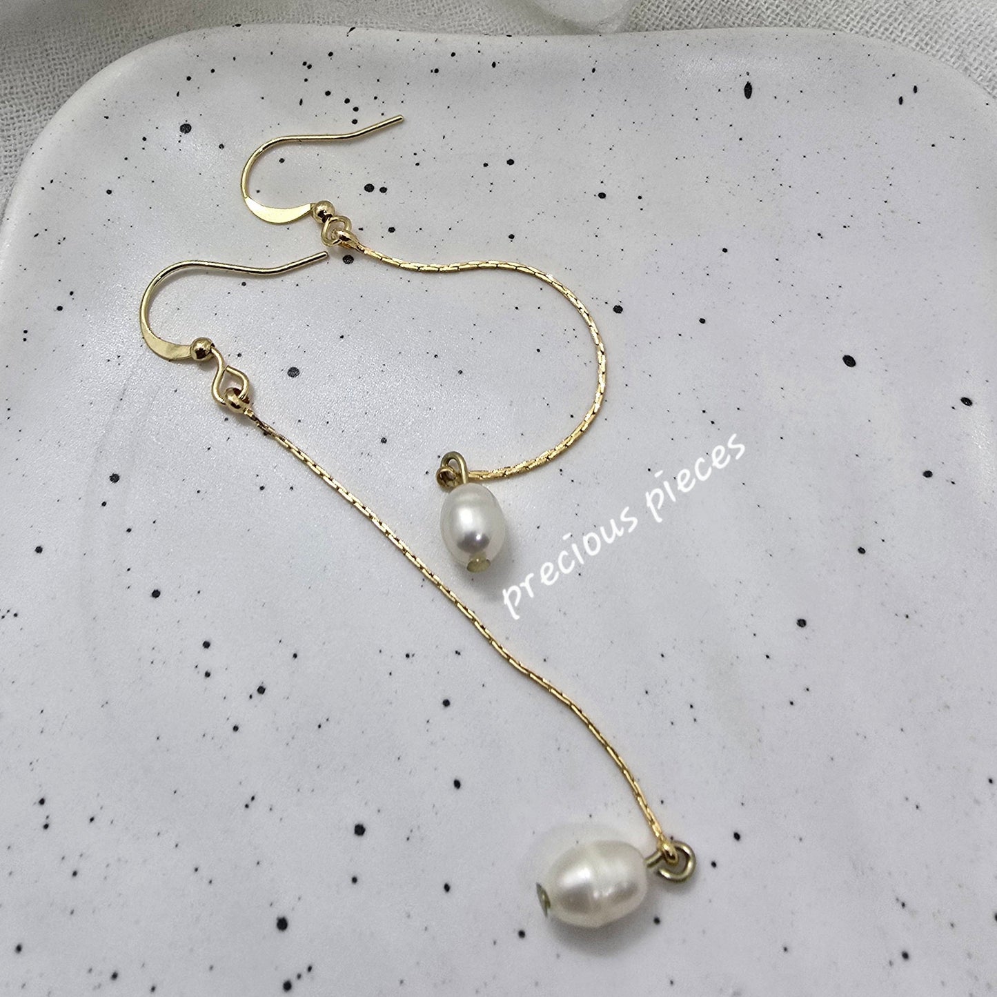 Chain and Pearl Drop Earrings