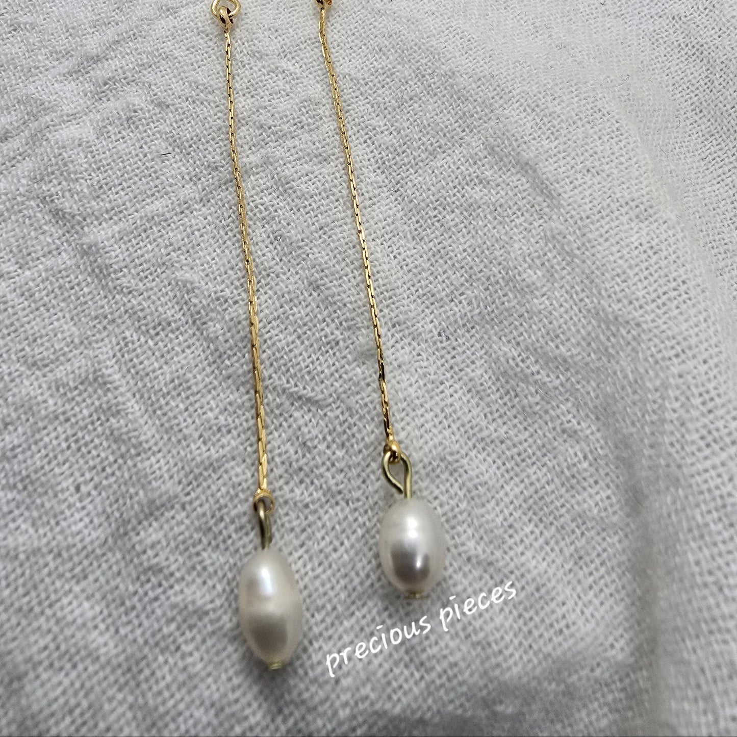 Chain and Pearl Drop Earrings