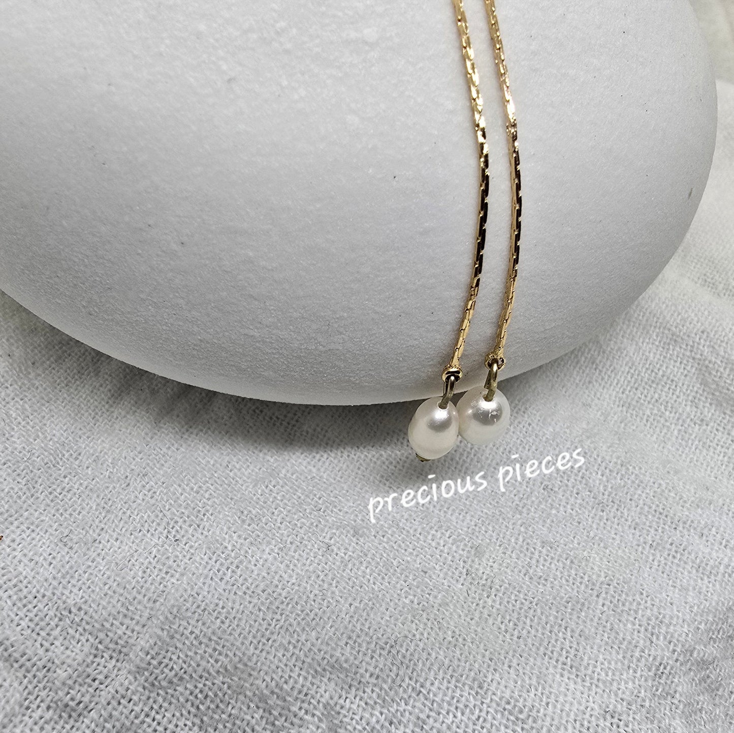 Chain and Pearl Drop Earrings