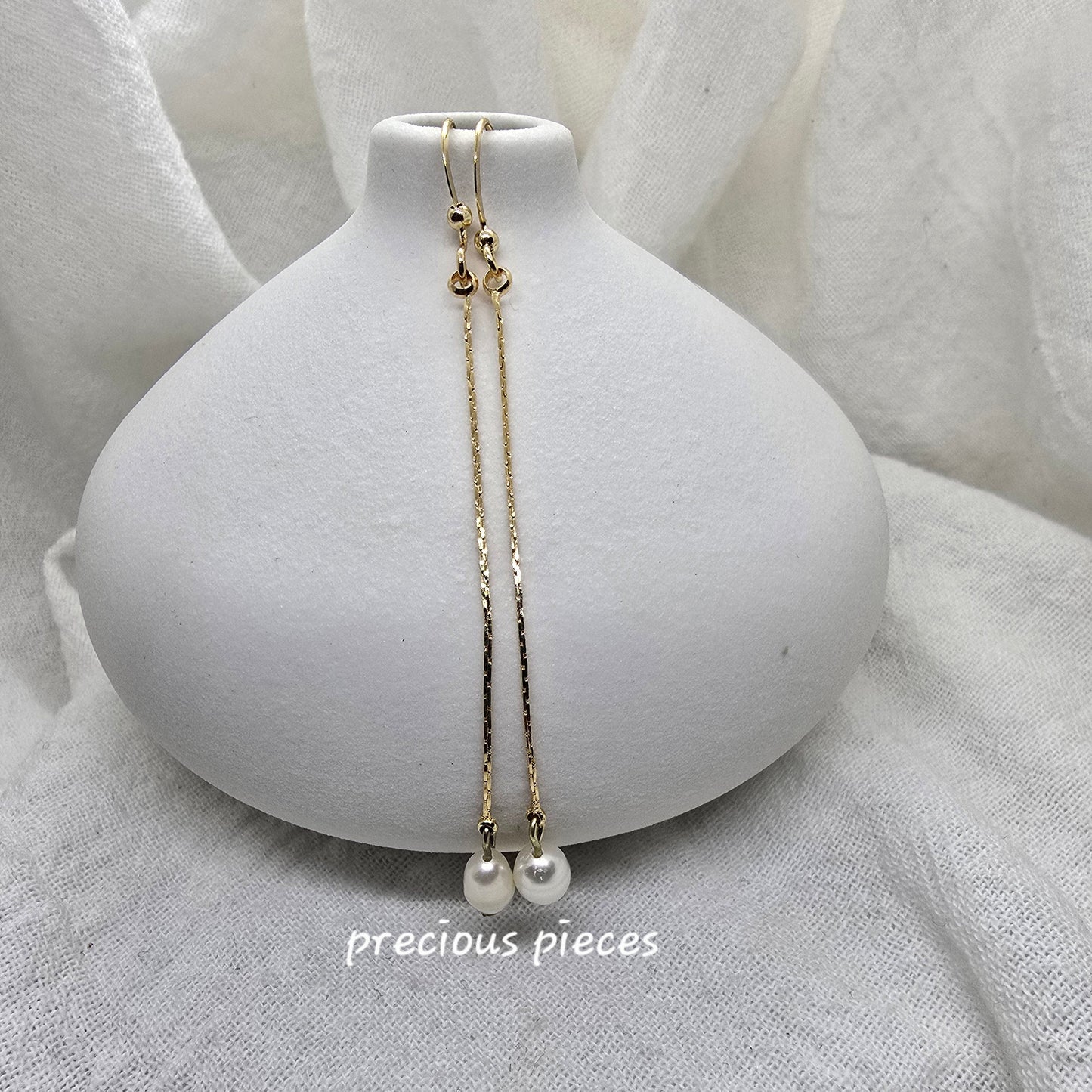 Chain and Pearl Drop Earrings