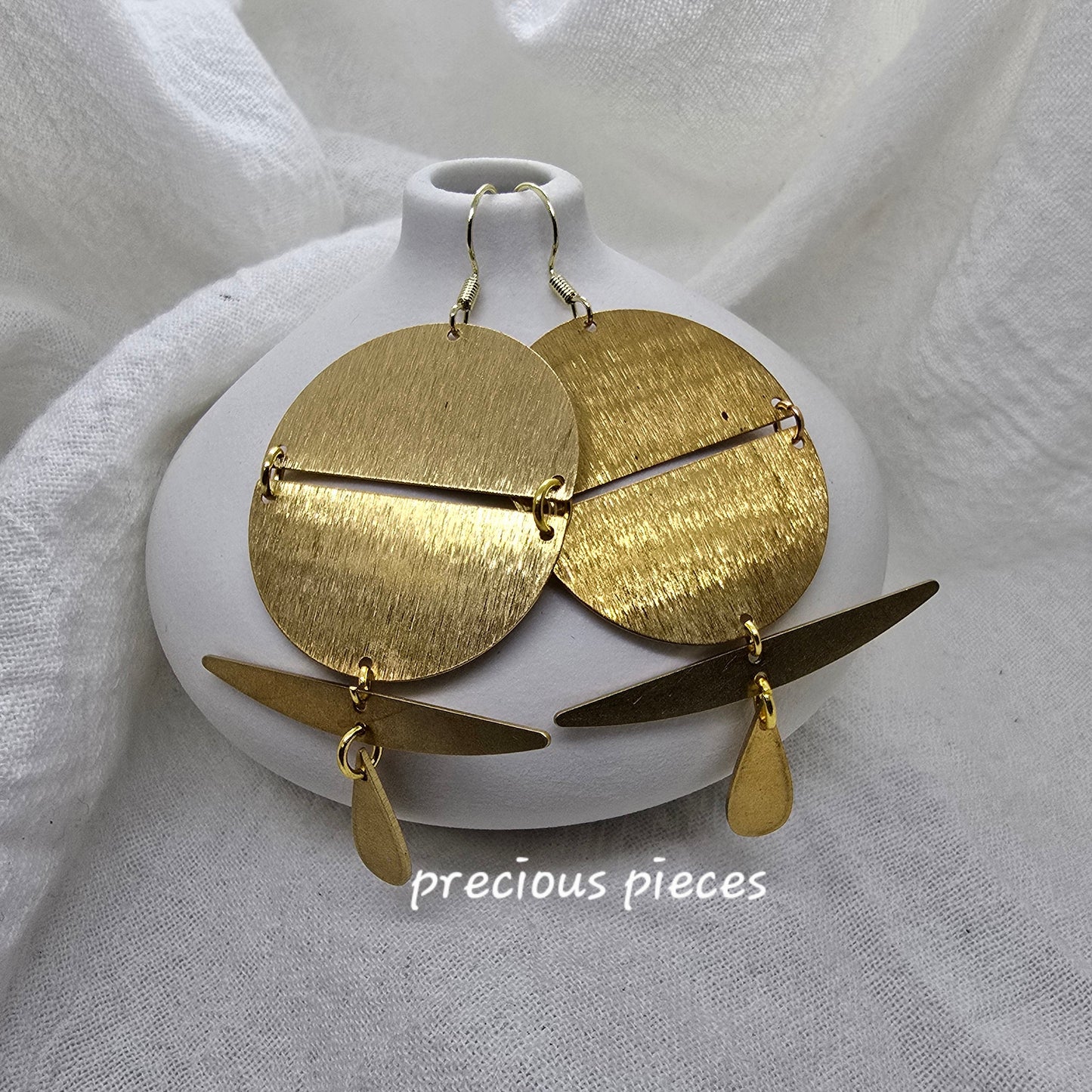 Double Half Circle Brass Earrings
