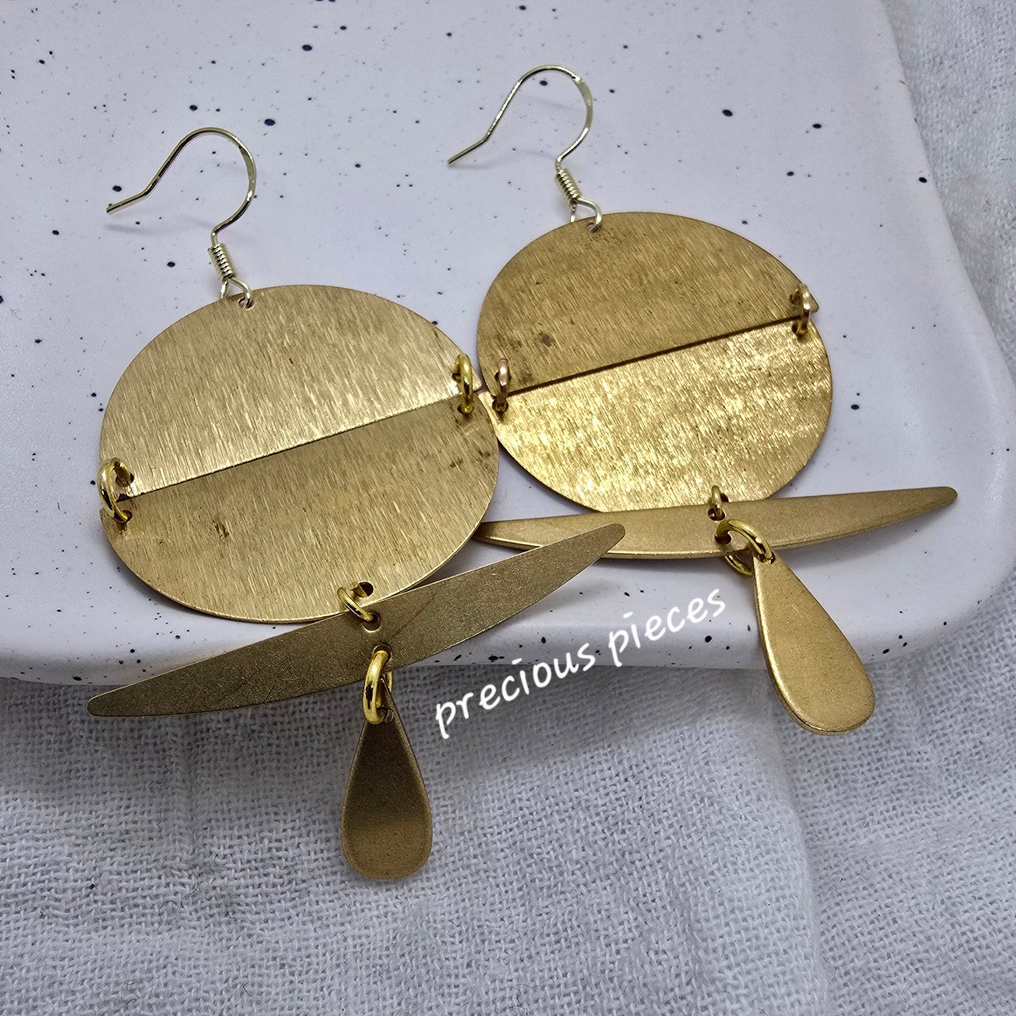 Double Half Circle Brass Earrings