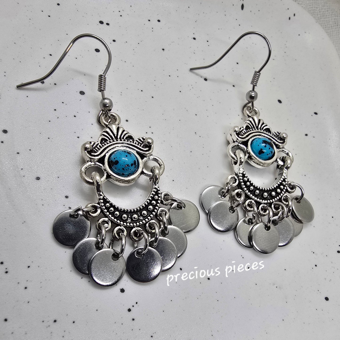 Silver and Turquoise Chandelier Earrings