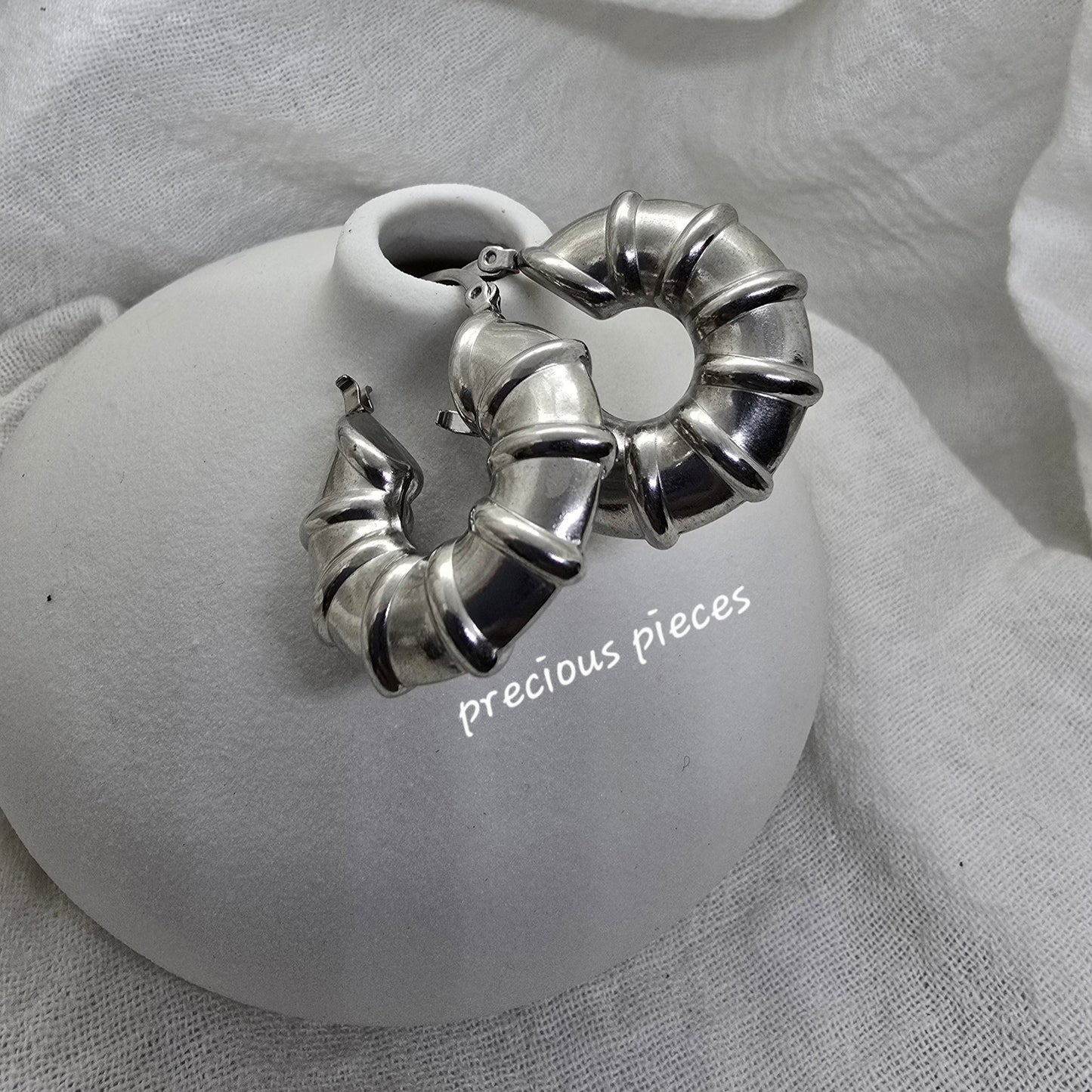 Silver Statement Hoop Earrings