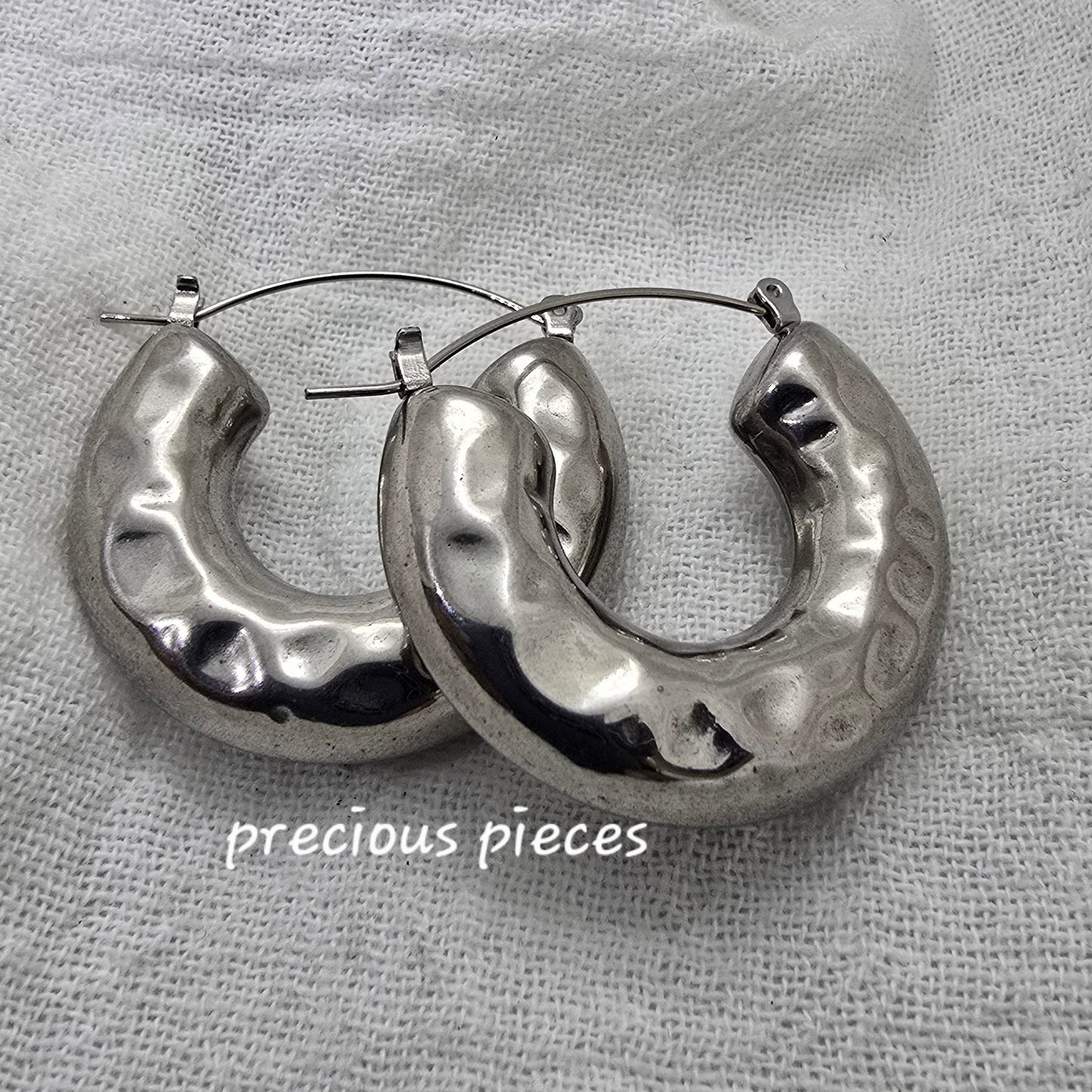 Hammered Thick Hoop Earrings