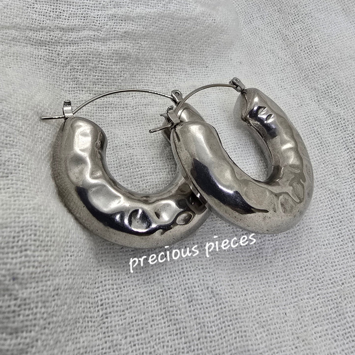 Hammered Thick Hoop Earrings