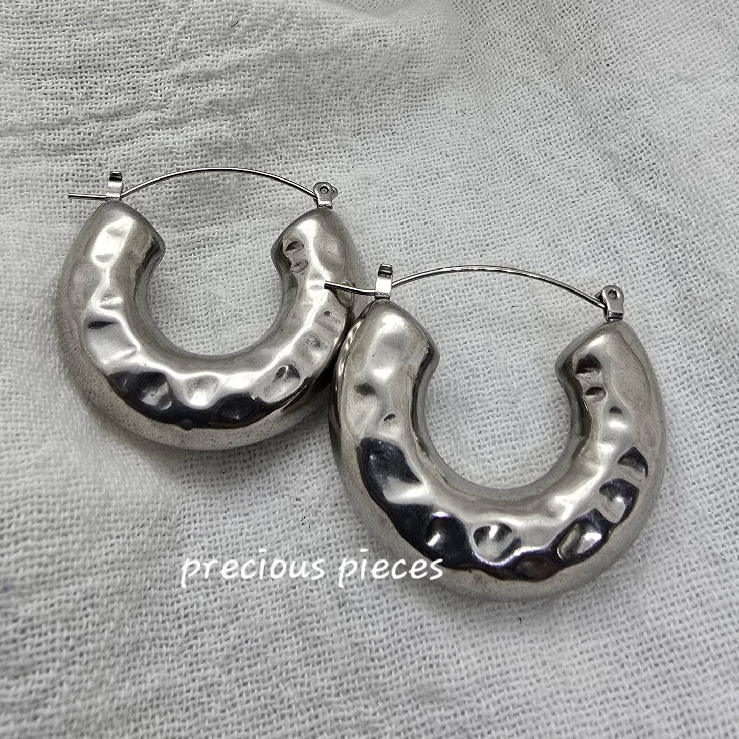 Hammered Thick Hoop Earrings