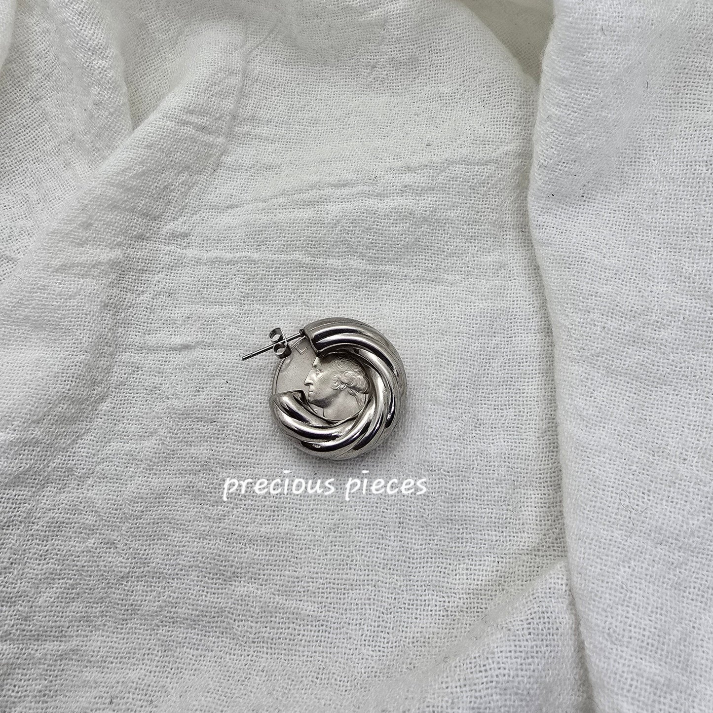 Twisted Chunky Silver Hoop Earrings