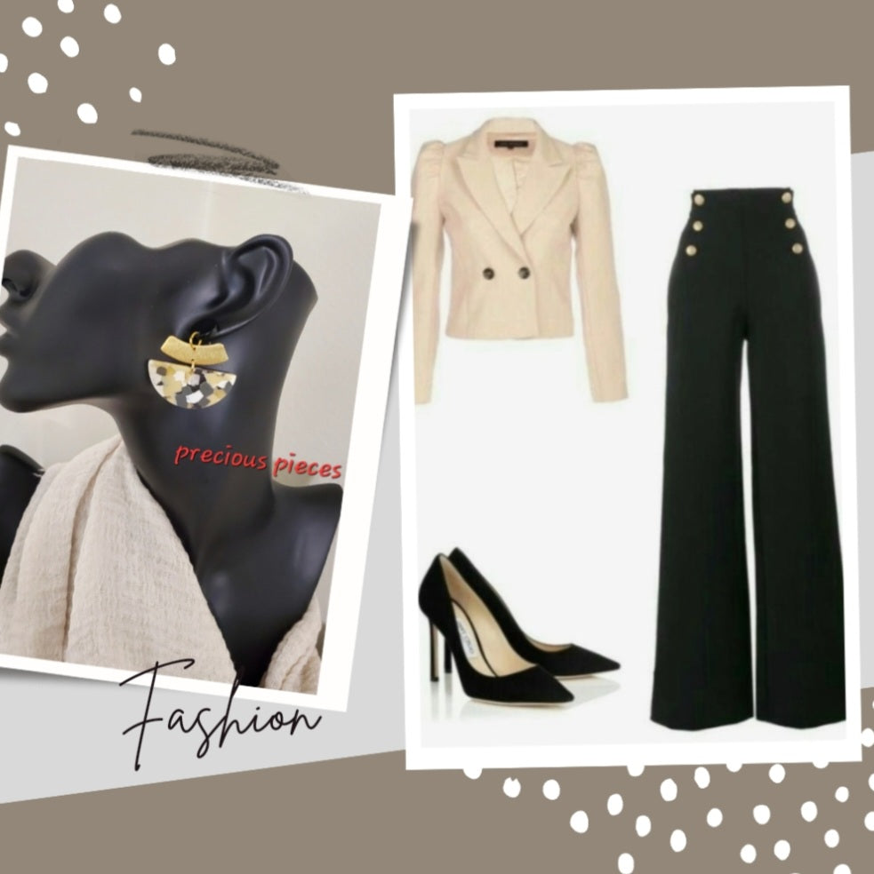 Tortoise Shell Acrylic and Brass Earrings