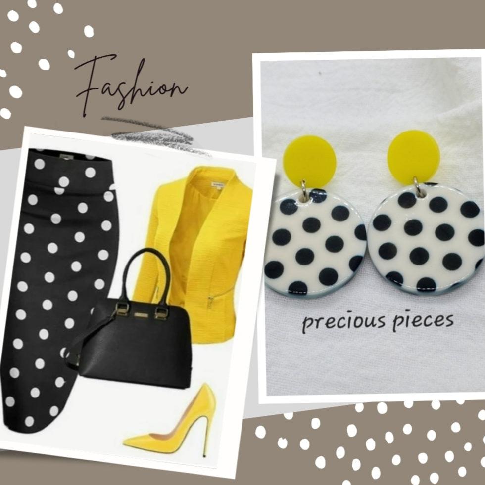 White and Black Polka Dot Earrings