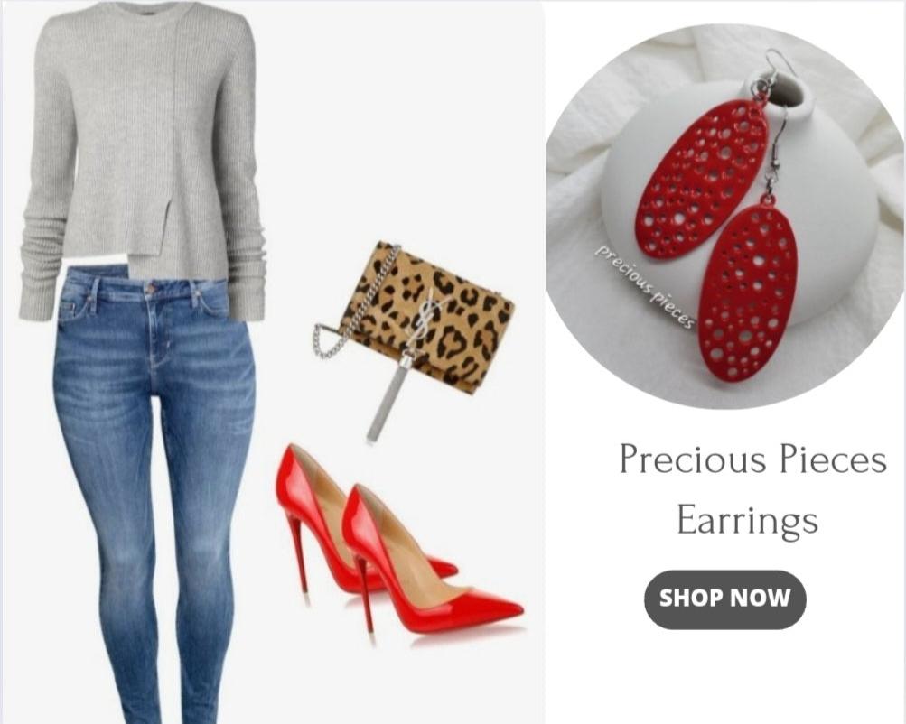 Red Oval Earrings