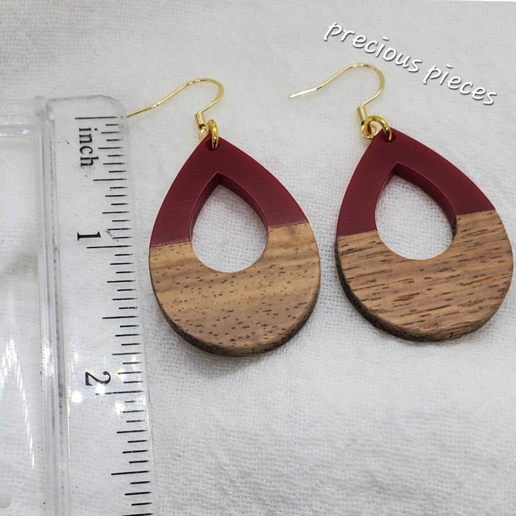 Acrylic and Wood Teardrop Earrings (click for more colors)