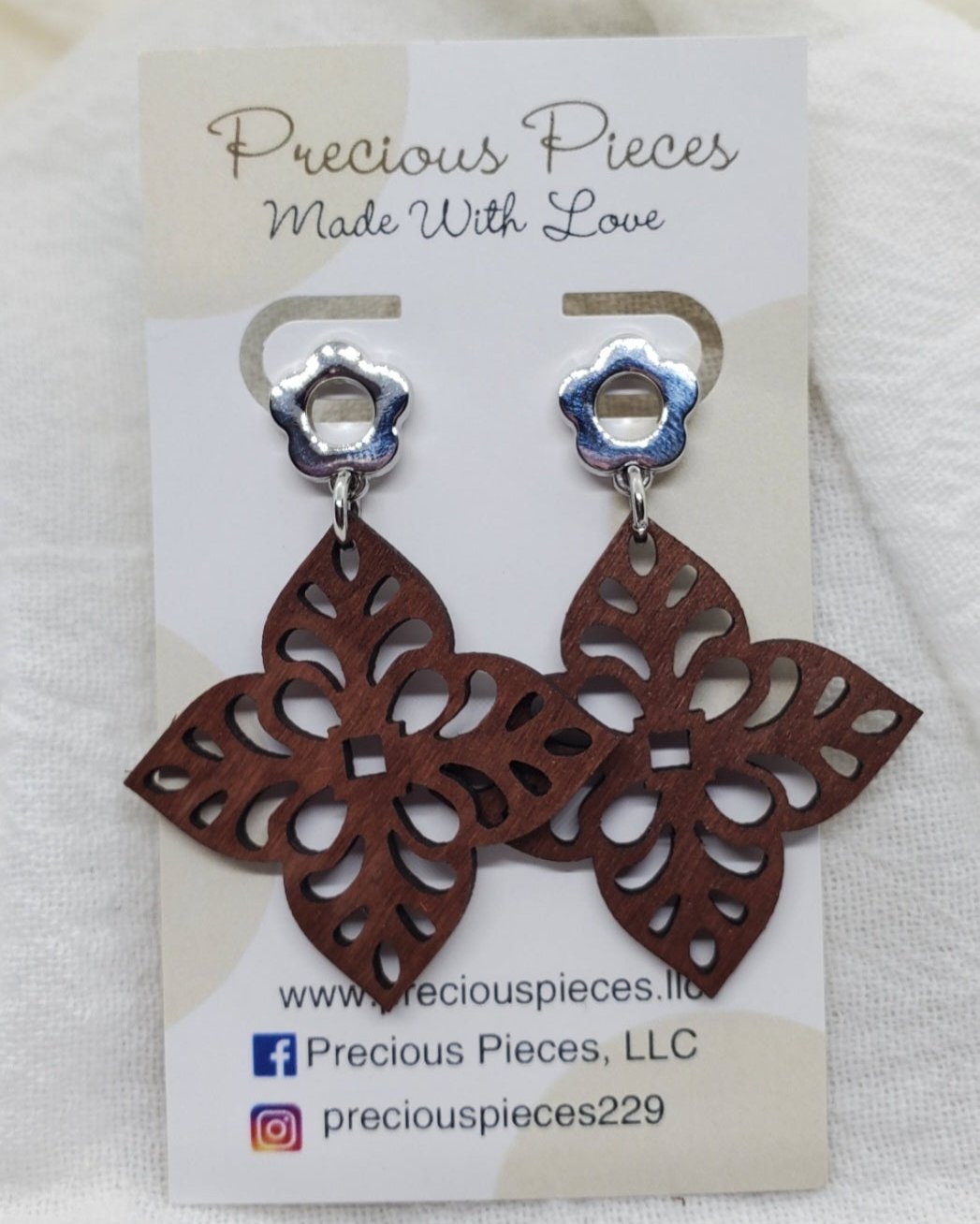 Wooden Star Shaped Earrings