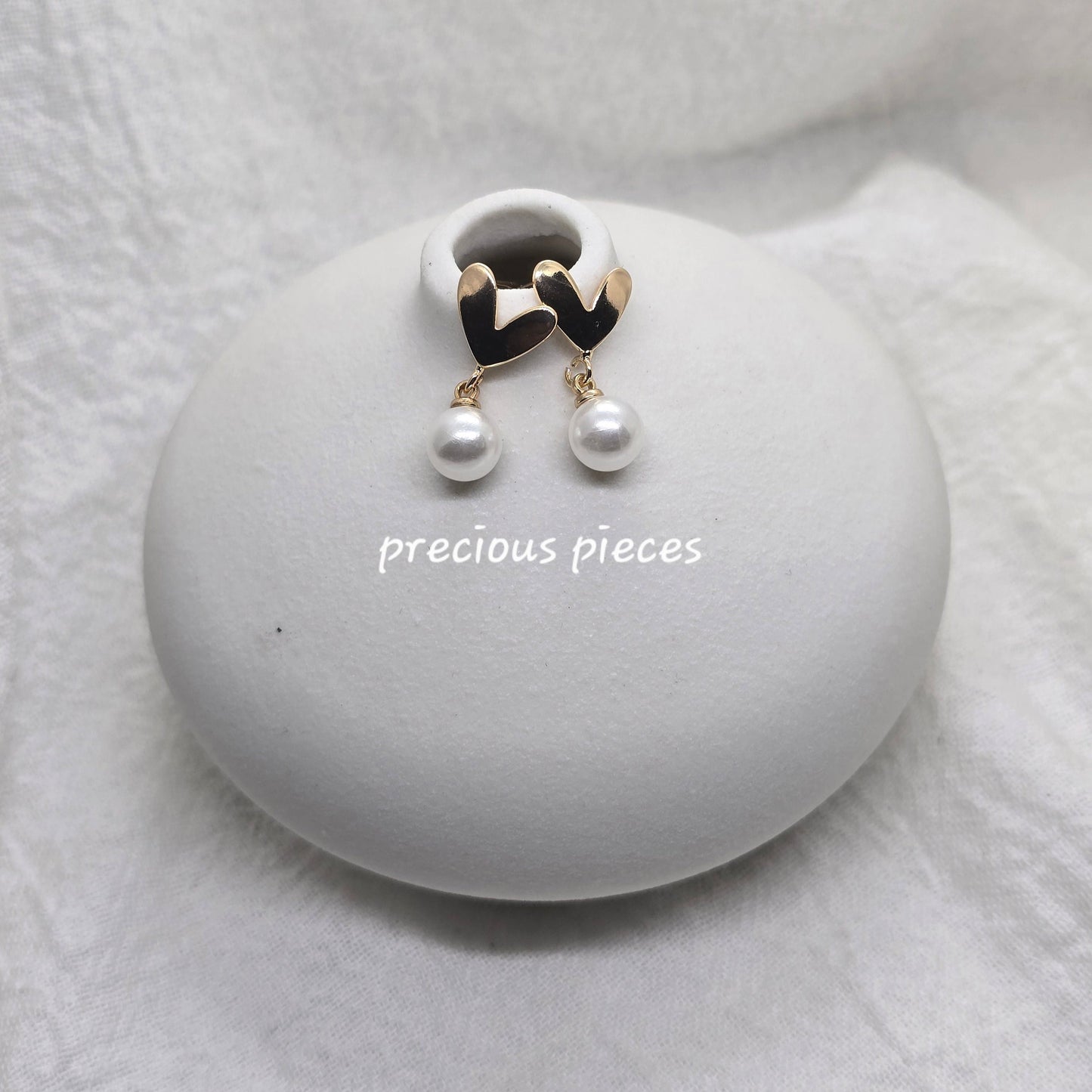 Heart Pearl Drop Earrings