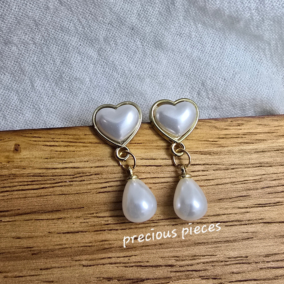 Pearl Heart Drop Earrings