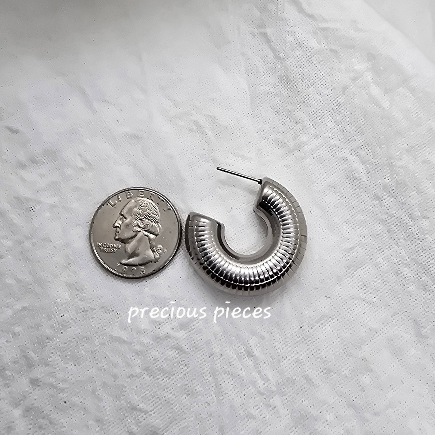 Textured Silver Hoop Earrings