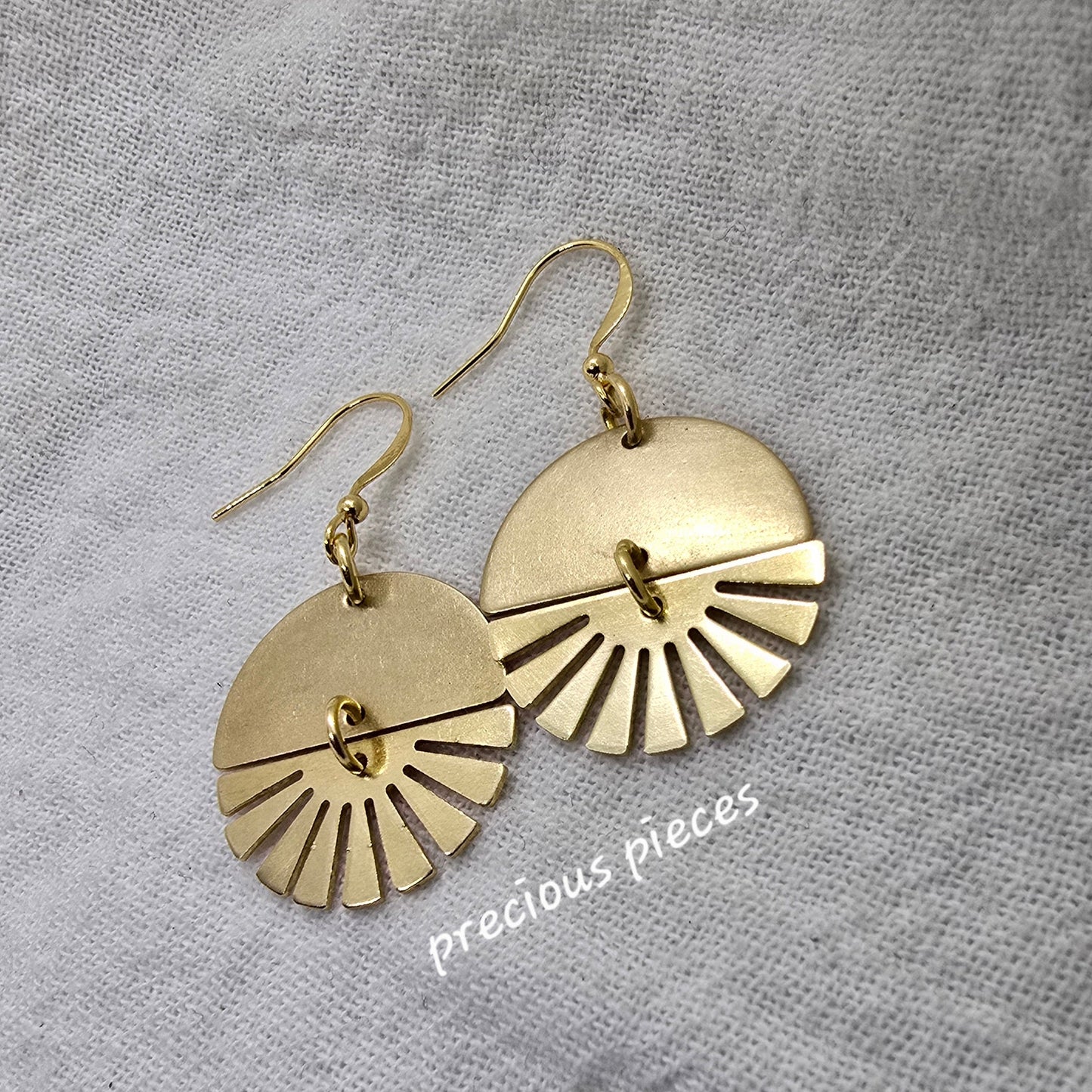 Brass Fan Shaped Earrings
