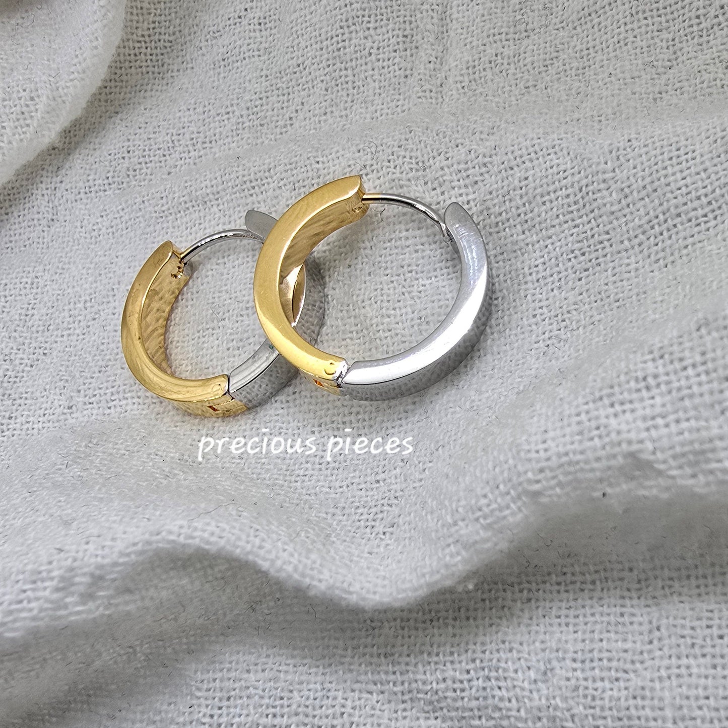 Two-Tone Stainless Steel Hoop Earrings