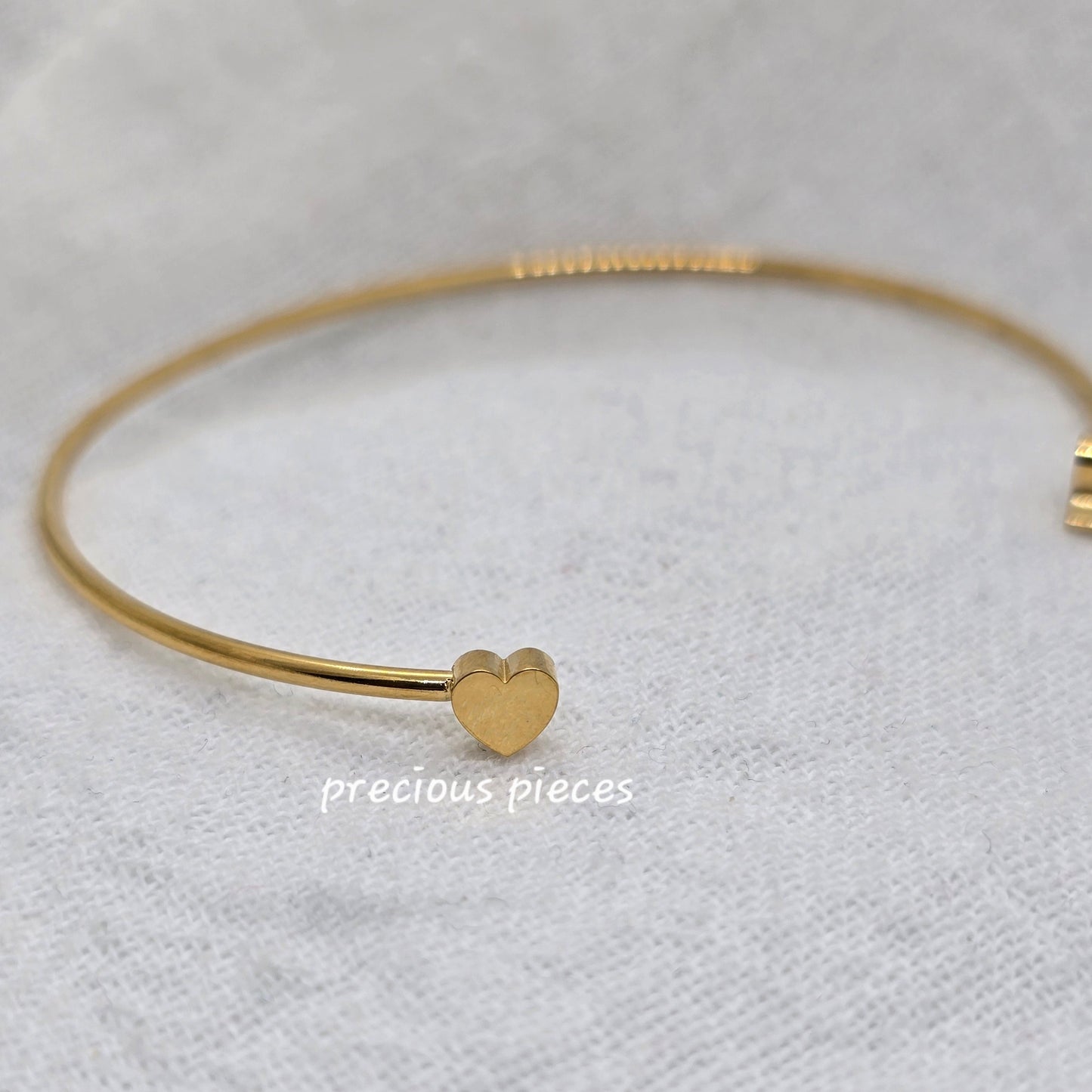 Cancer Awareness Ribbon and Heart Cuff Bracelet