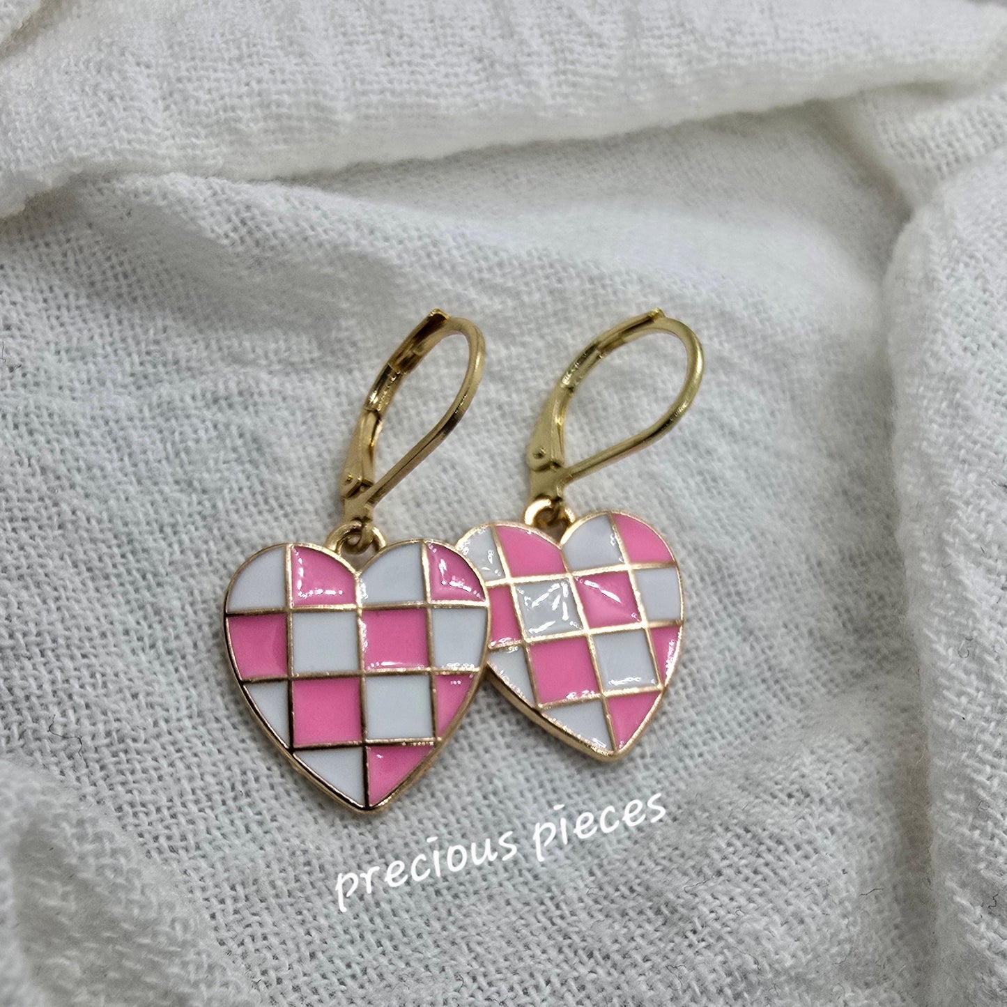 Checkered Heart Earrings