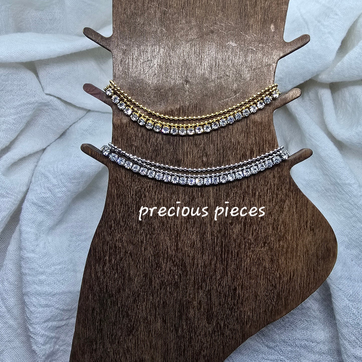 Rhinestone and Shotbead Chain Anklet (click for more options)