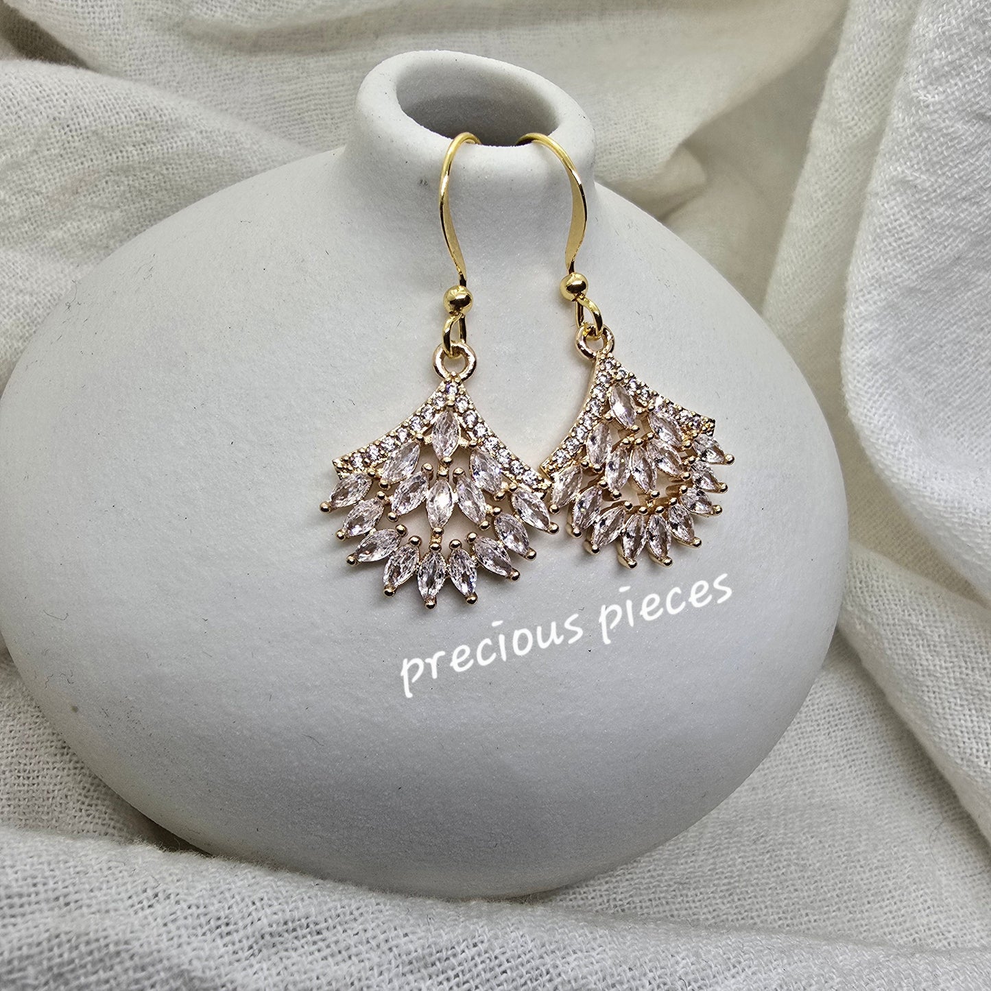 Cubic Zirconia Fan Shape Earrings