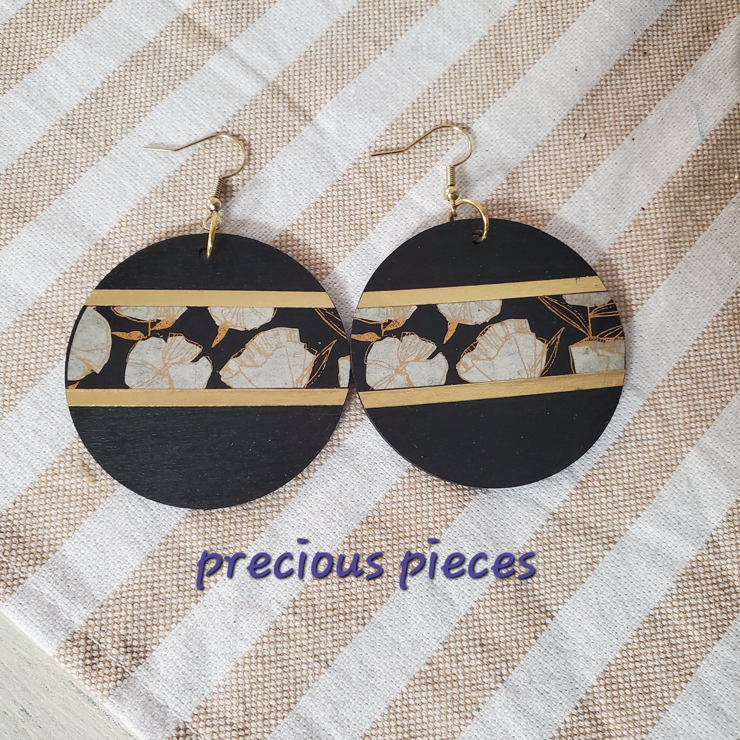 Decoupage and Hand Painted Wood Earrings