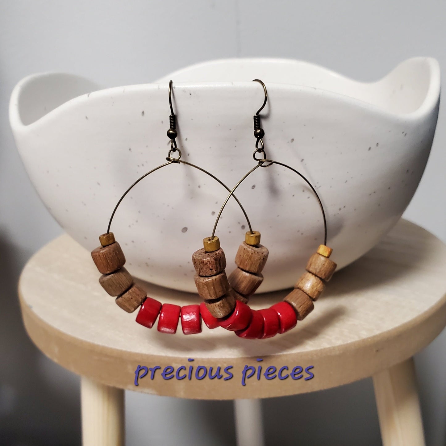 Red and Brown Hoop Earrings