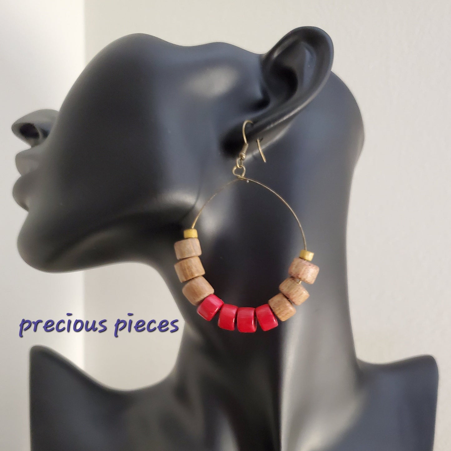 Red and Brown Hoop Earrings