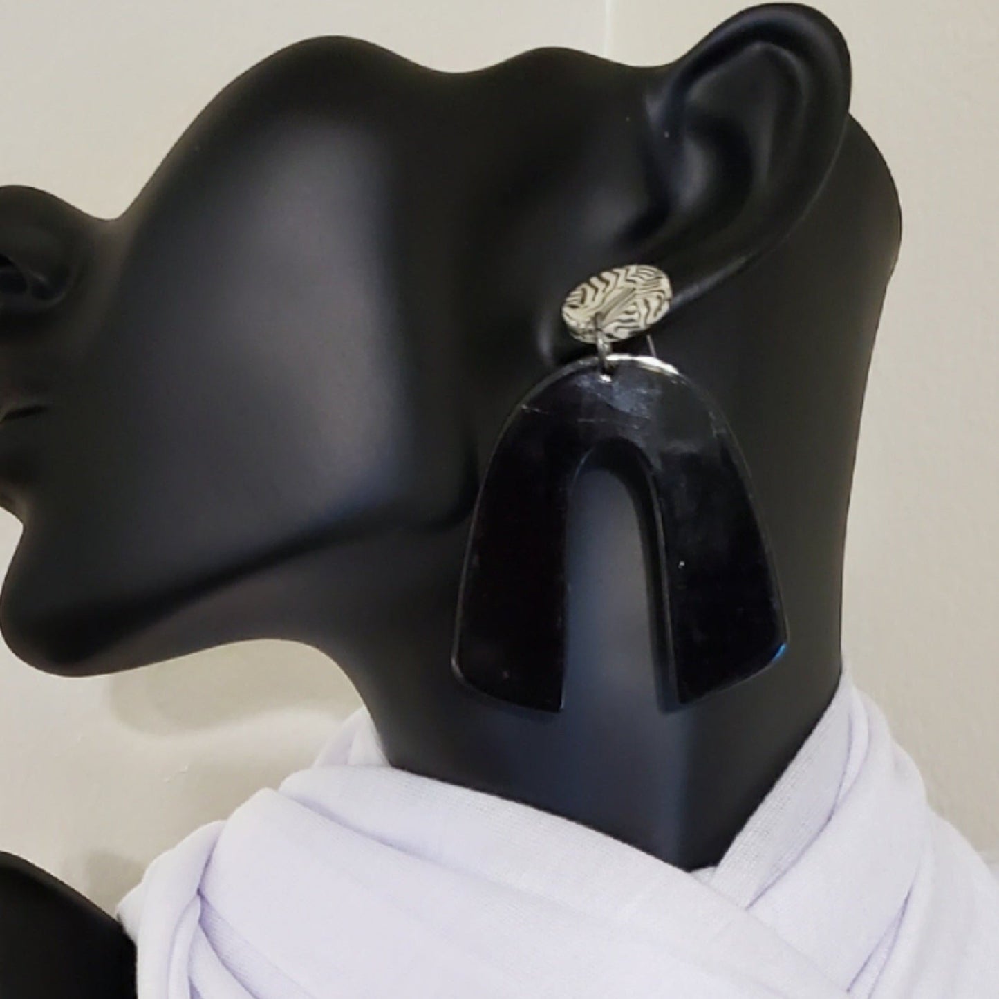 Black Acrylic Arch Shaped Earrings