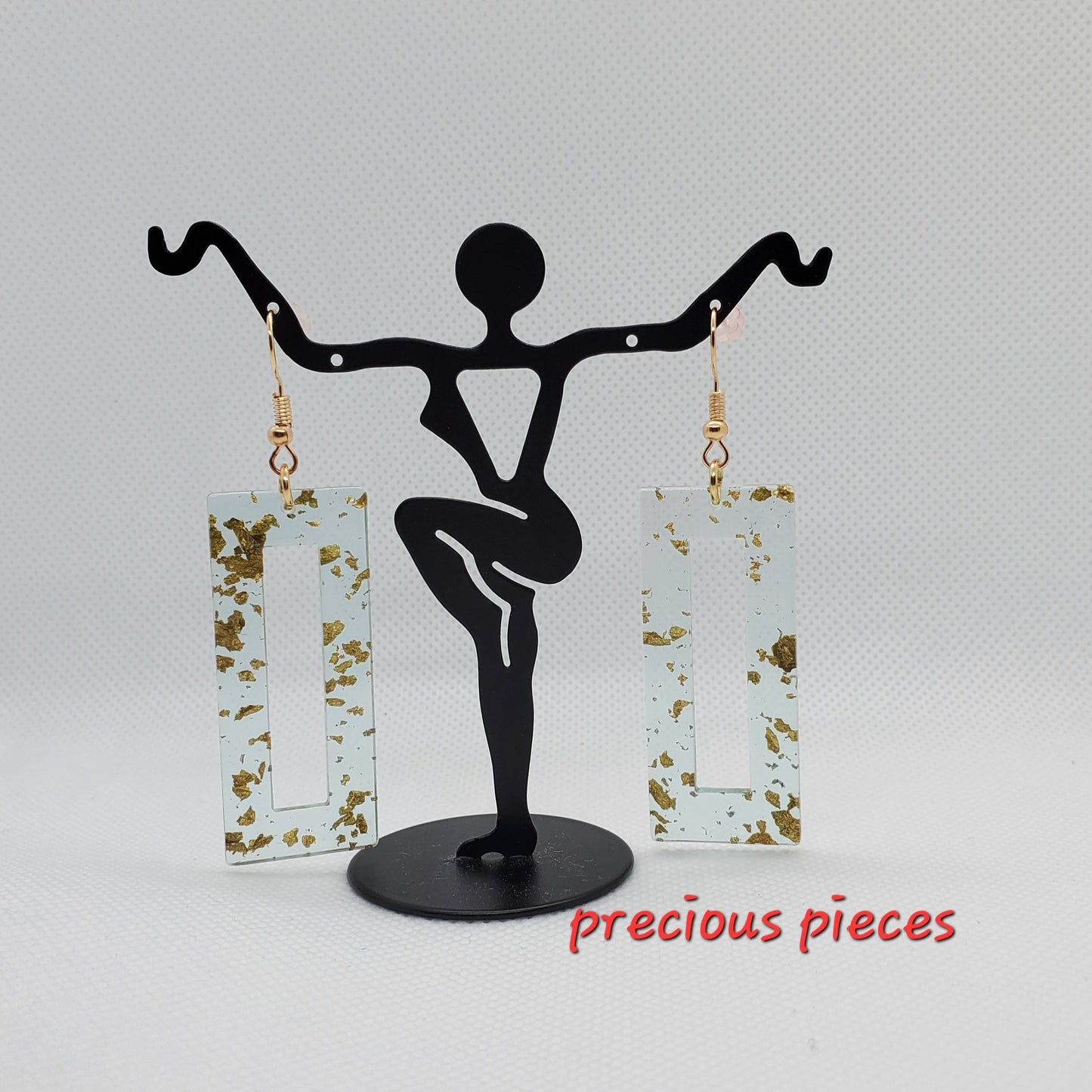 Minty Gold Flake Drop Earrings