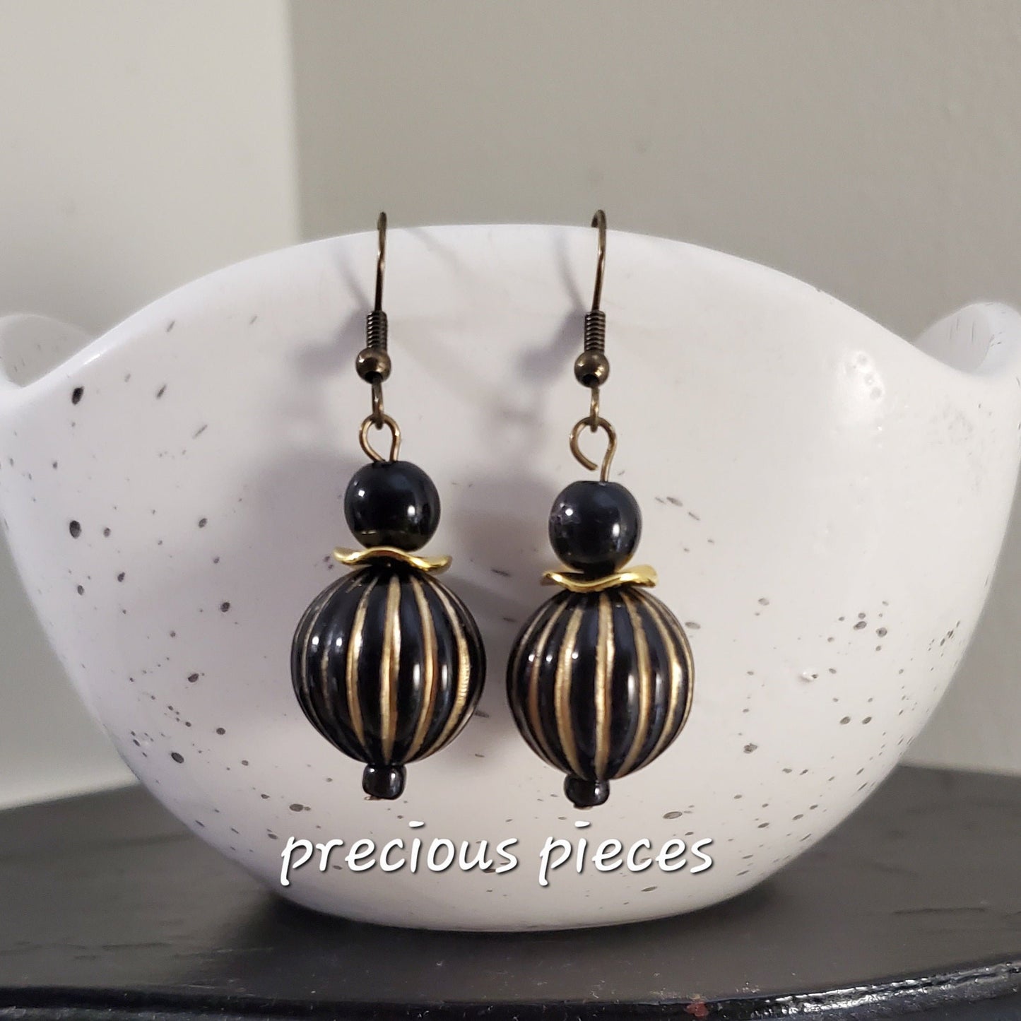 Black and Gold Dangle Earrings (click for more options)