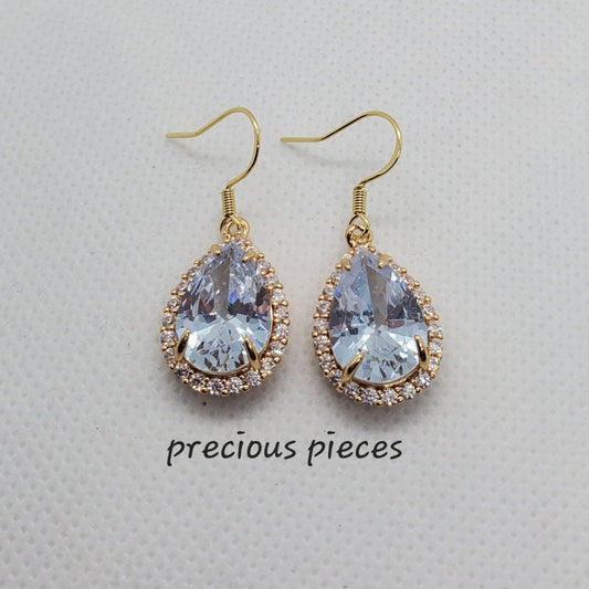 Vintage Pave Crystal Teardrop Earrings