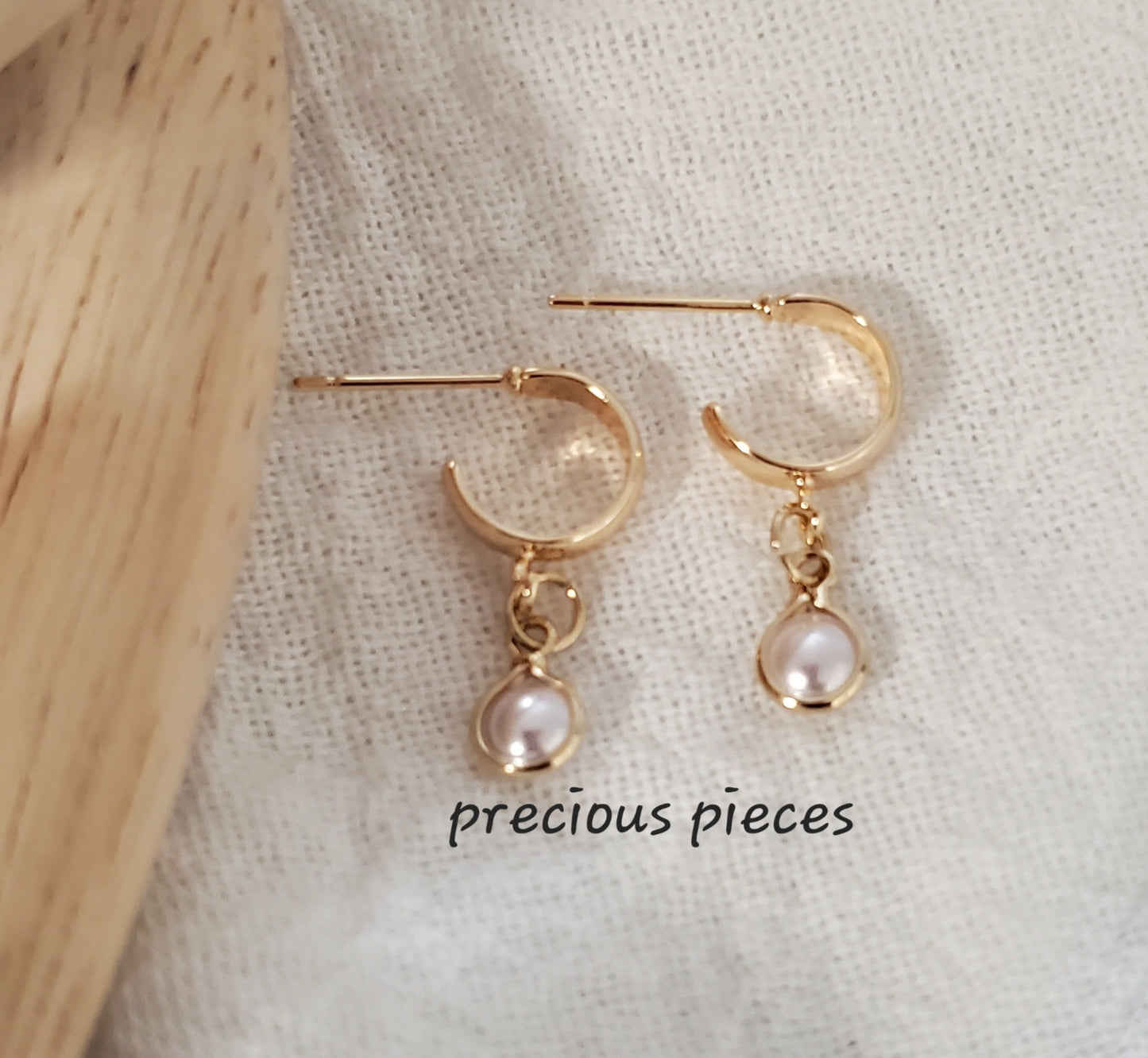 Small Half Hoop Pearl Earrings