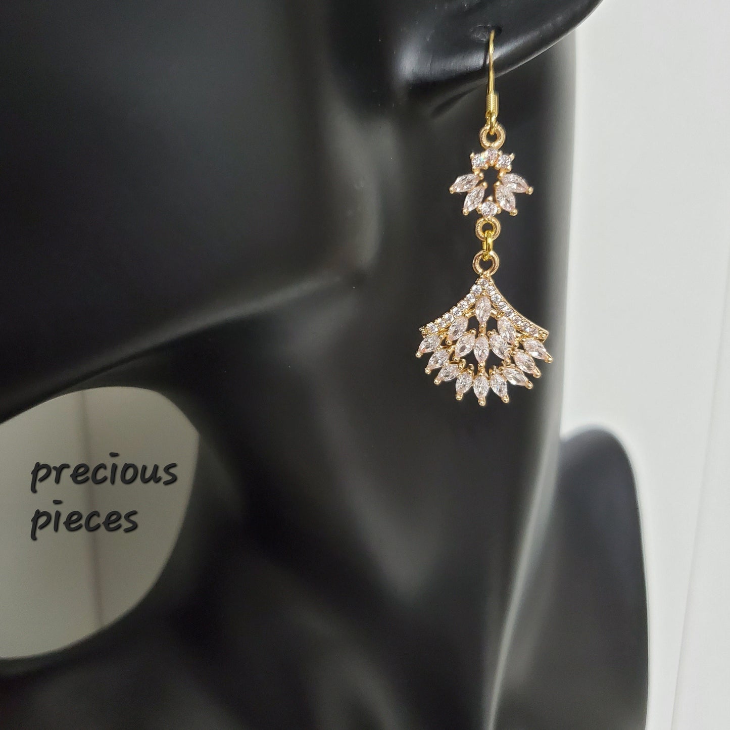 Cubic Zirconia Fan Shape Earrings