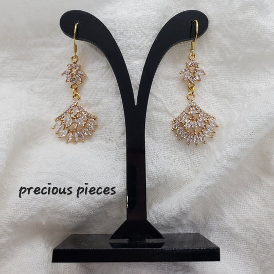 Cubic Zirconia Fan Shape Earrings