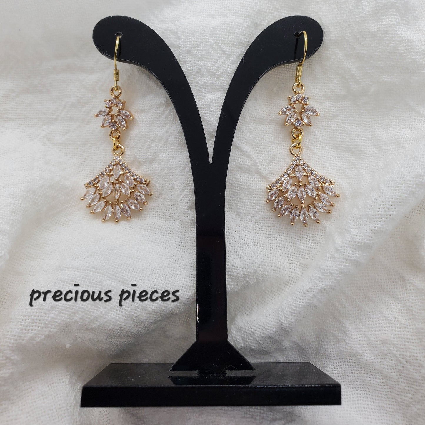 Cubic Zirconia Fan Shape Earrings