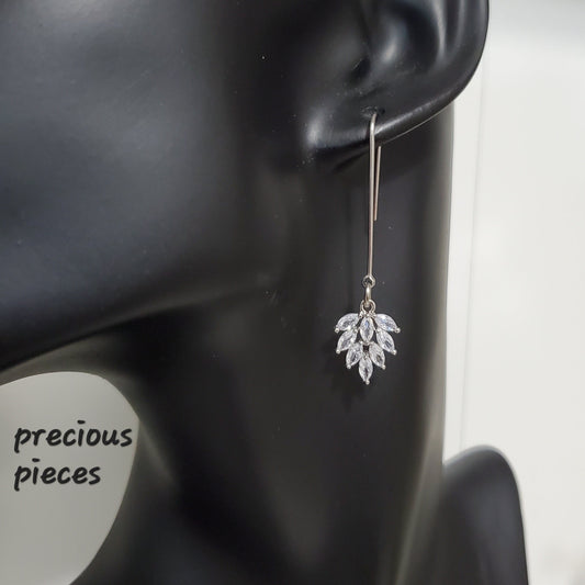 Clear Cubic Zirconia Pavé Dangle Leaf Earrings (click for more options)